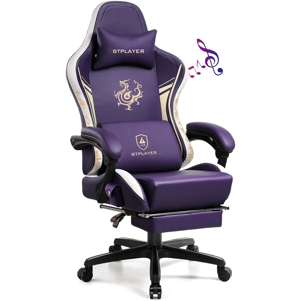 Esports Gaming Chair - Ergonomic Bluetooth Gaming Chair with Footrest,