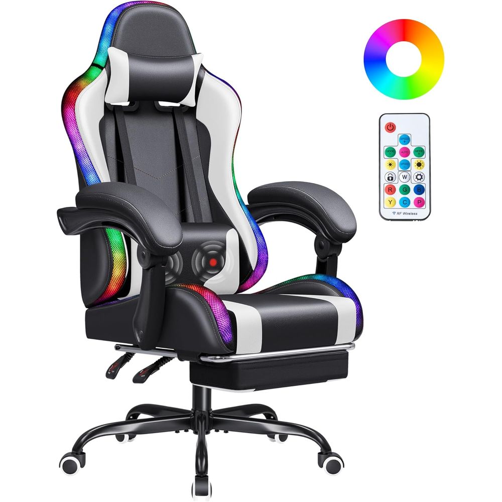 Rgb Gaming Chair - Ergonomic Swivel Gaming Chair with Lumbar
