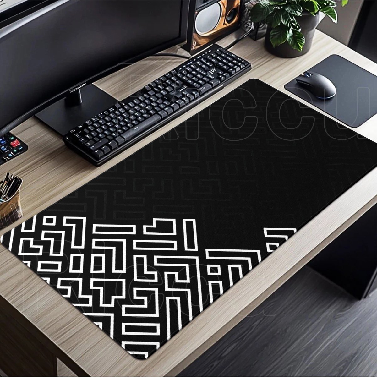 Black And White Geometric Line - Esports Gaming Keyboard And Mouse avaliação e preço