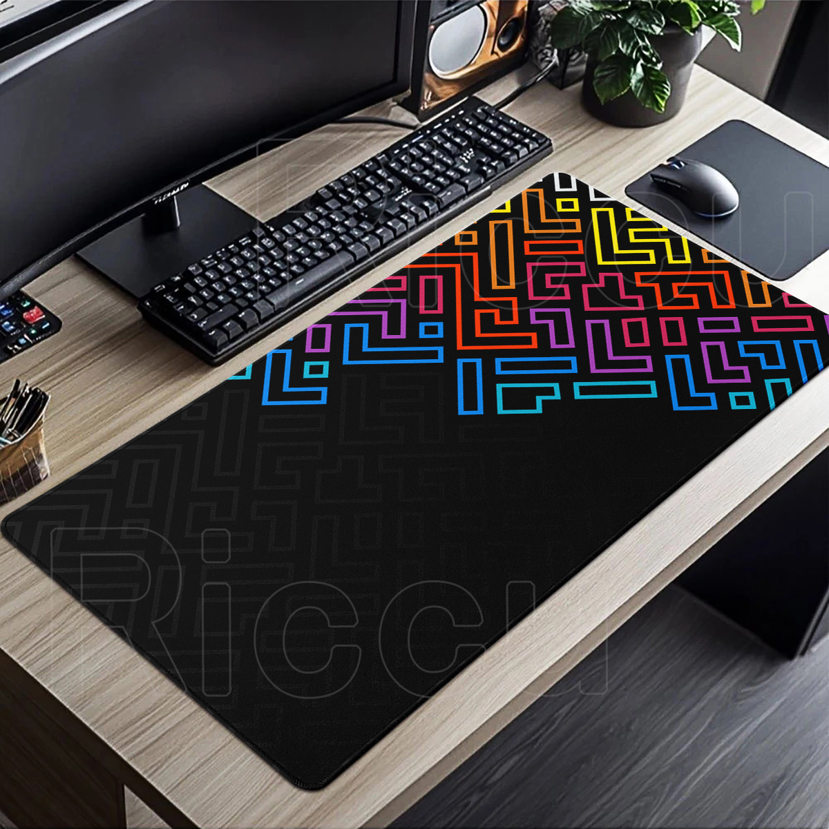 Black And White Geometric Line - Esports Gaming Keyboard And Mouse avaliação e preço