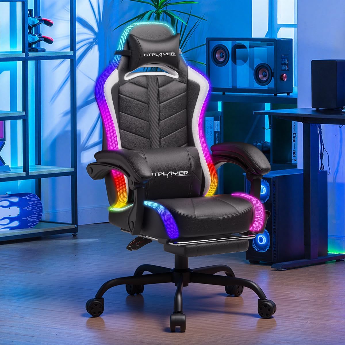 RGB LED Gaming Chair with Blue - Rgb Gaming Chair avaliação e preço