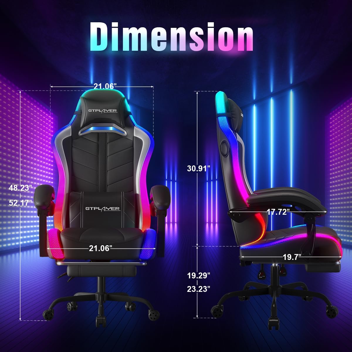 RGB LED Gaming Chair with Blue - Rgb Gaming Chair avaliação e preço
