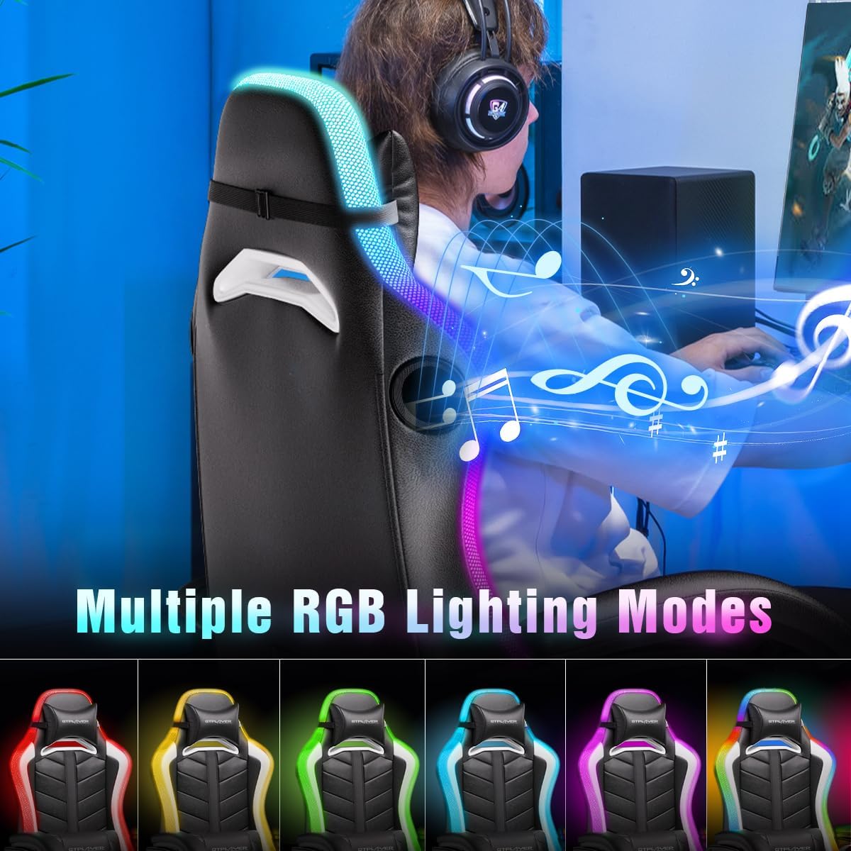 RGB LED Gaming Chair with Blue - Rgb Gaming Chair avaliação e preço