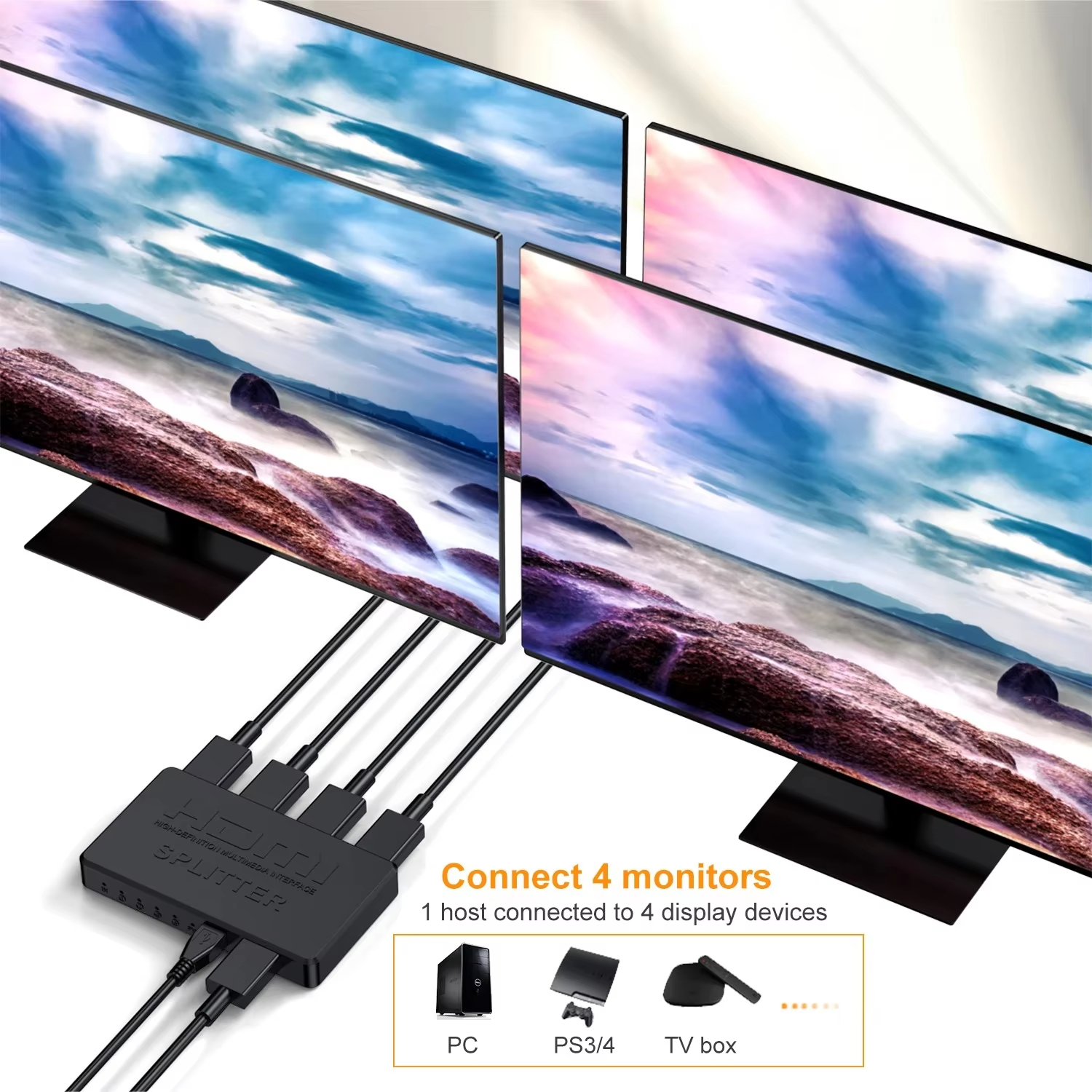1 in 4 Out HDMI Splitter HD 4K - Esports Gaming Hub avaliação e preço