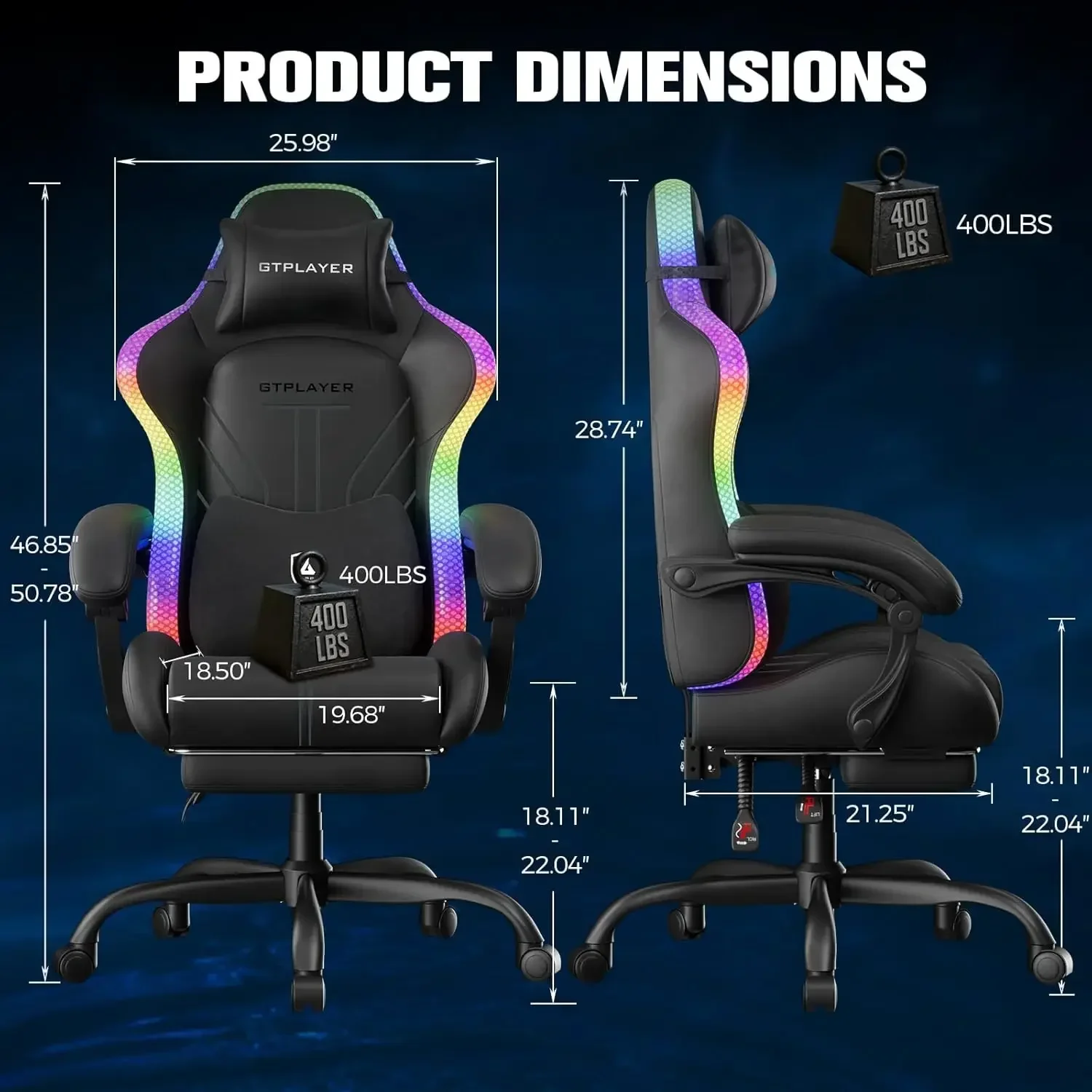 Gaming Chair, Computer Chair w - Rgb Gaming Chair avaliação e preço