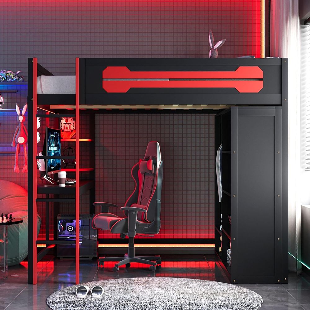 Wood ull Size Gaming Lot Bed w - Esports Gaming Station Desk avaliação e preço