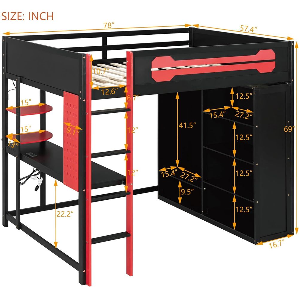 Wood ull Size Gaming Lot Bed w - Esports Gaming Station Desk avaliação e preço