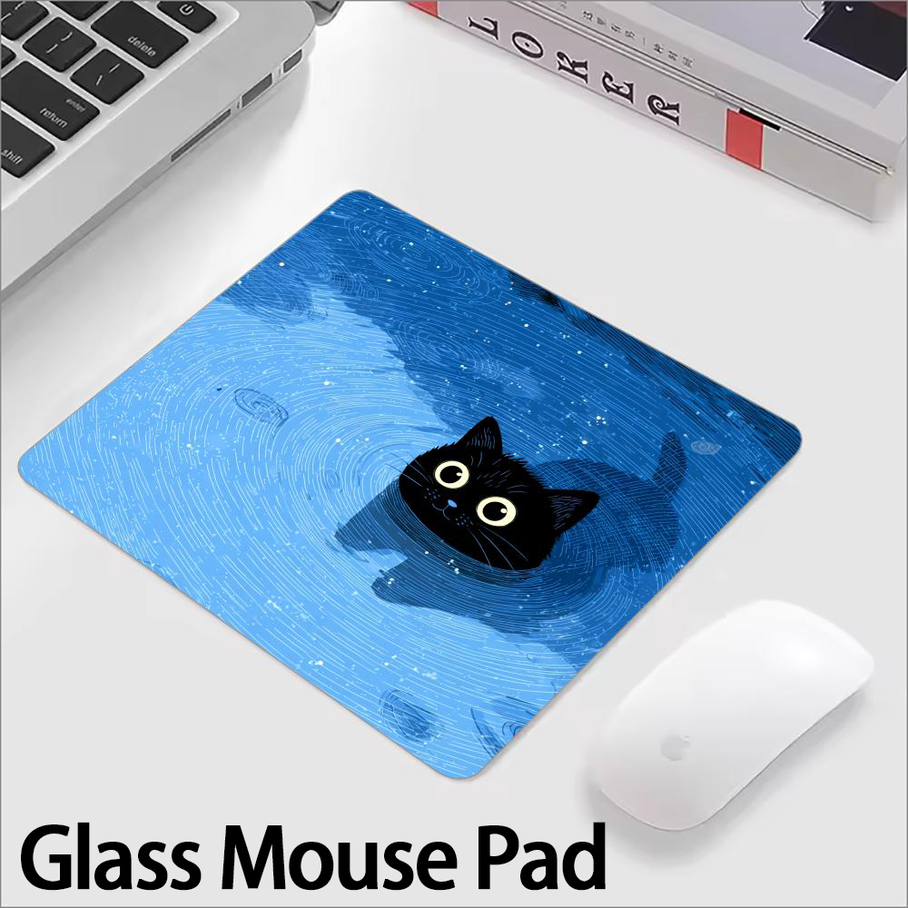 Cute Black Cat Glass Mouse Pad - Esports Gaming Keyboard And Mouse avaliação e preço