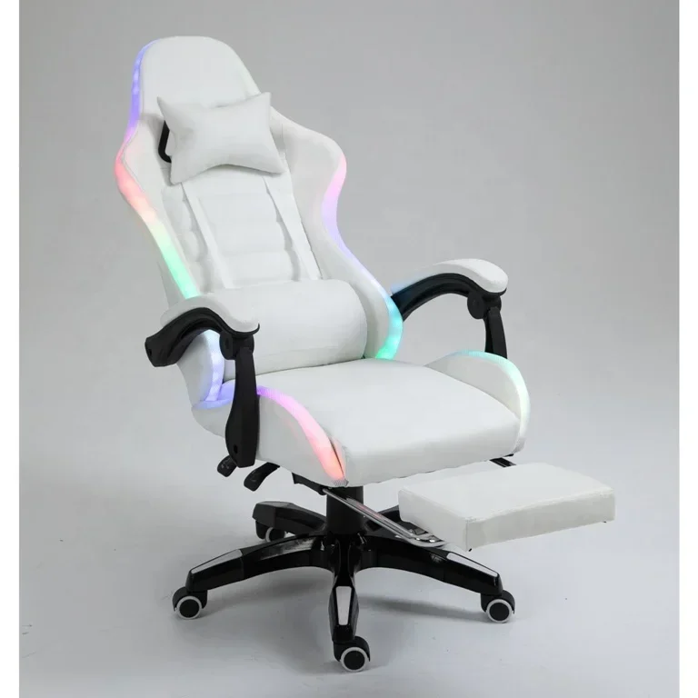 BBCheap DDP Full White PU Leat - Rgb Gaming Chair avaliação e preço