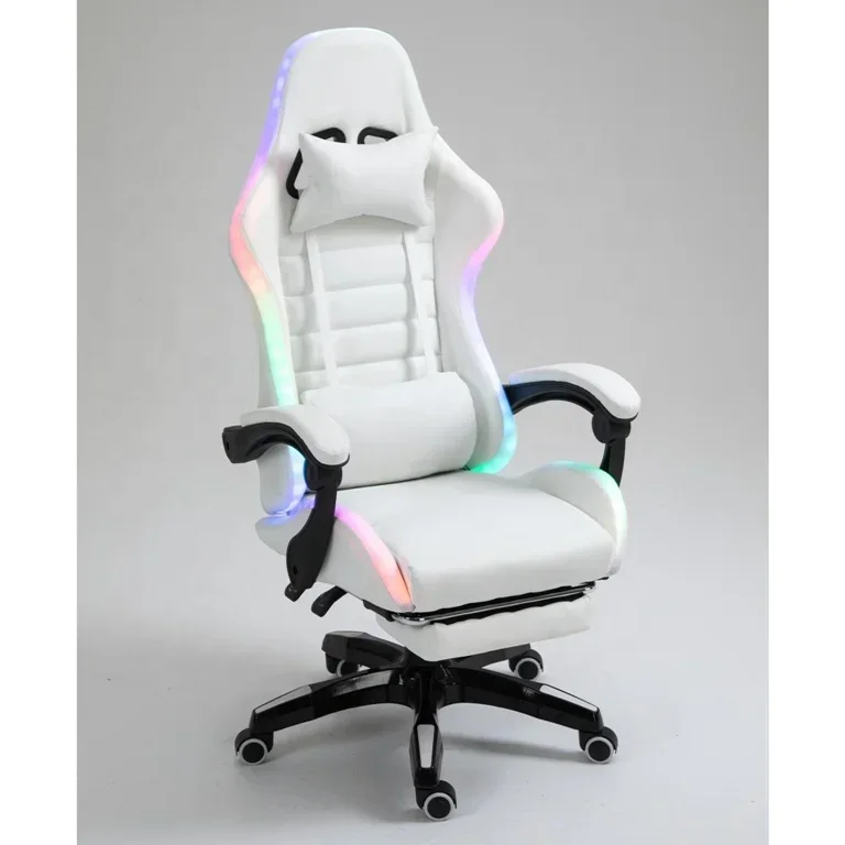 BBCheap DDP Full White PU Leat - Rgb Gaming Chair avaliação e preço