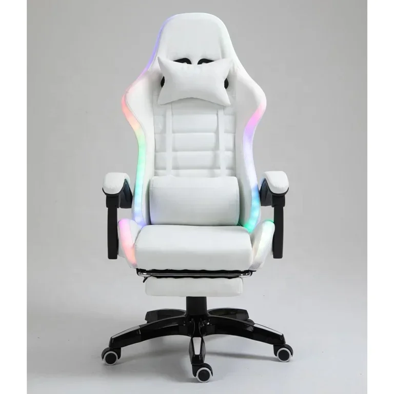 BBCheap DDP Full White PU Leat - Rgb Gaming Chair avaliação e preço