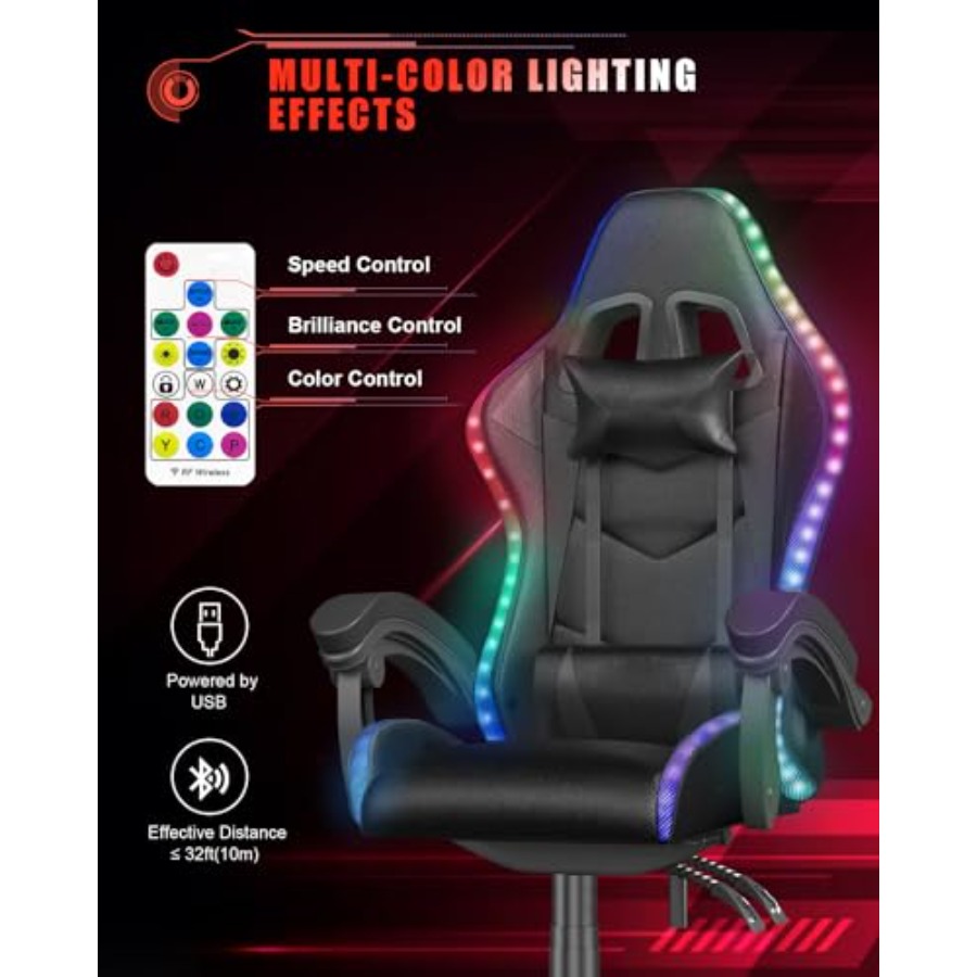 Gaming Chair with RGB LED Ligh - Rgb Gaming Chair avaliação e preço