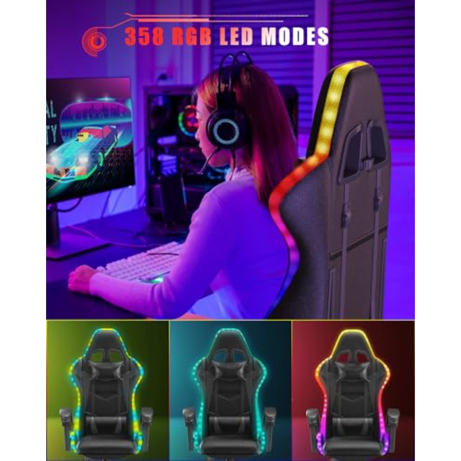 Gaming Chair with RGB LED Ligh - Rgb Gaming Chair avaliação e preço